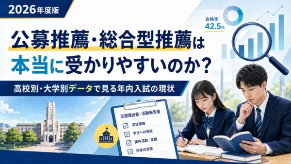 公募推薦・総合型推薦は本当に受かりやすい？近大・龍谷・甲南の合格率を高校別データで検証
