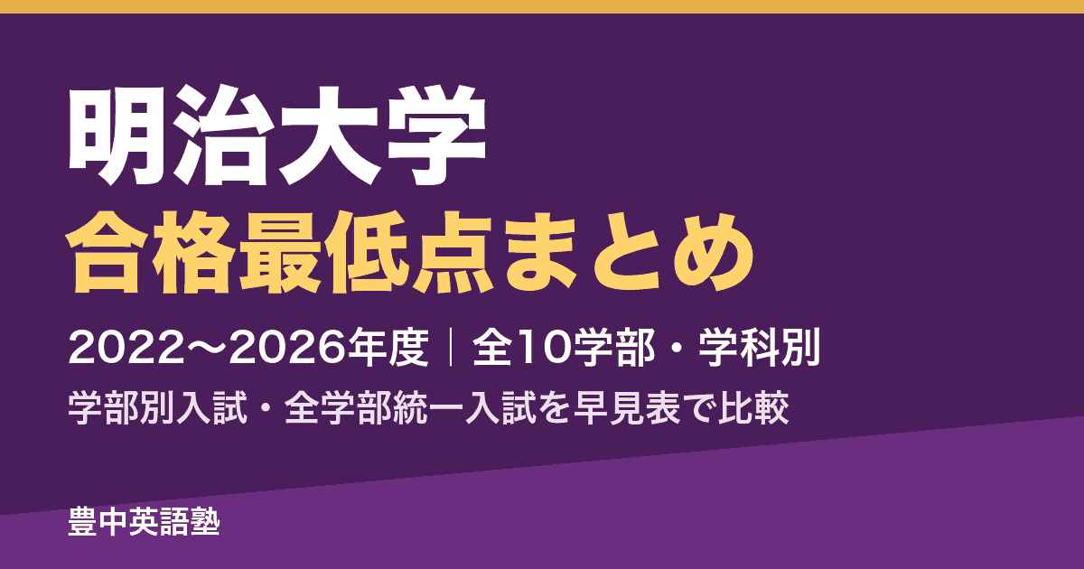 明治大学 合格最低点まとめ 2022〜2026年度 全10学部・学科別